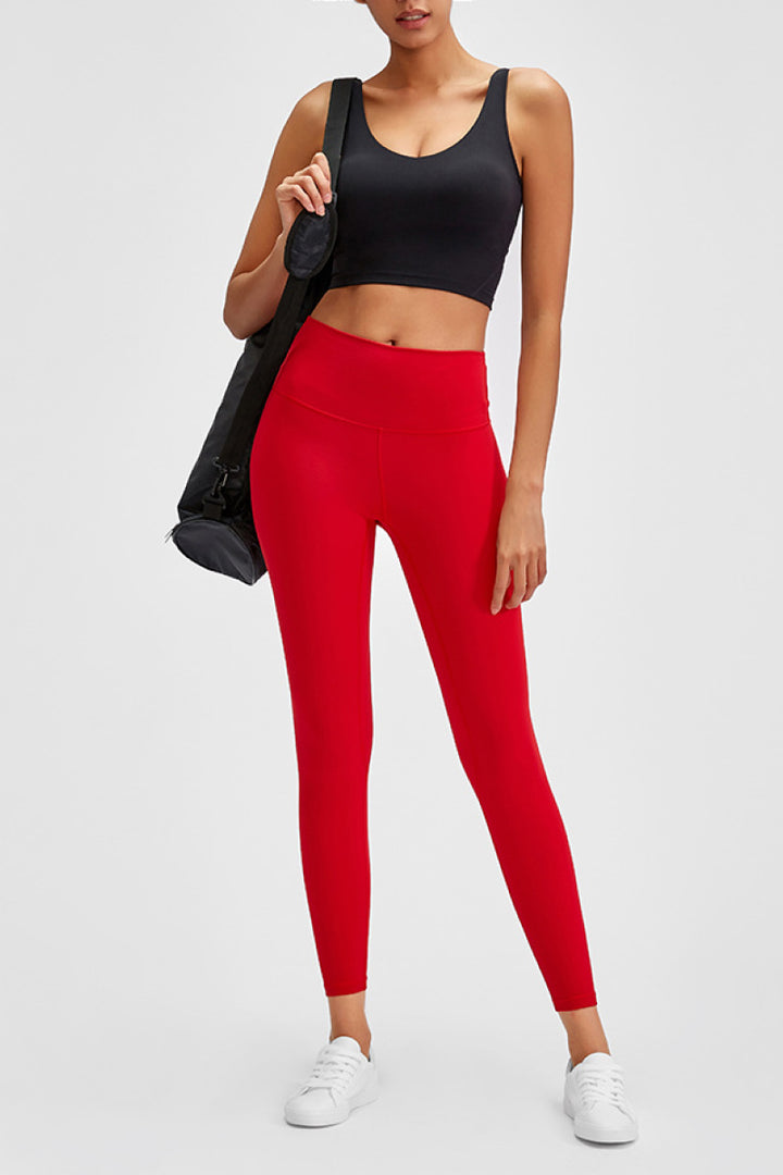 Wide seamless waistband high-rise sports leggings