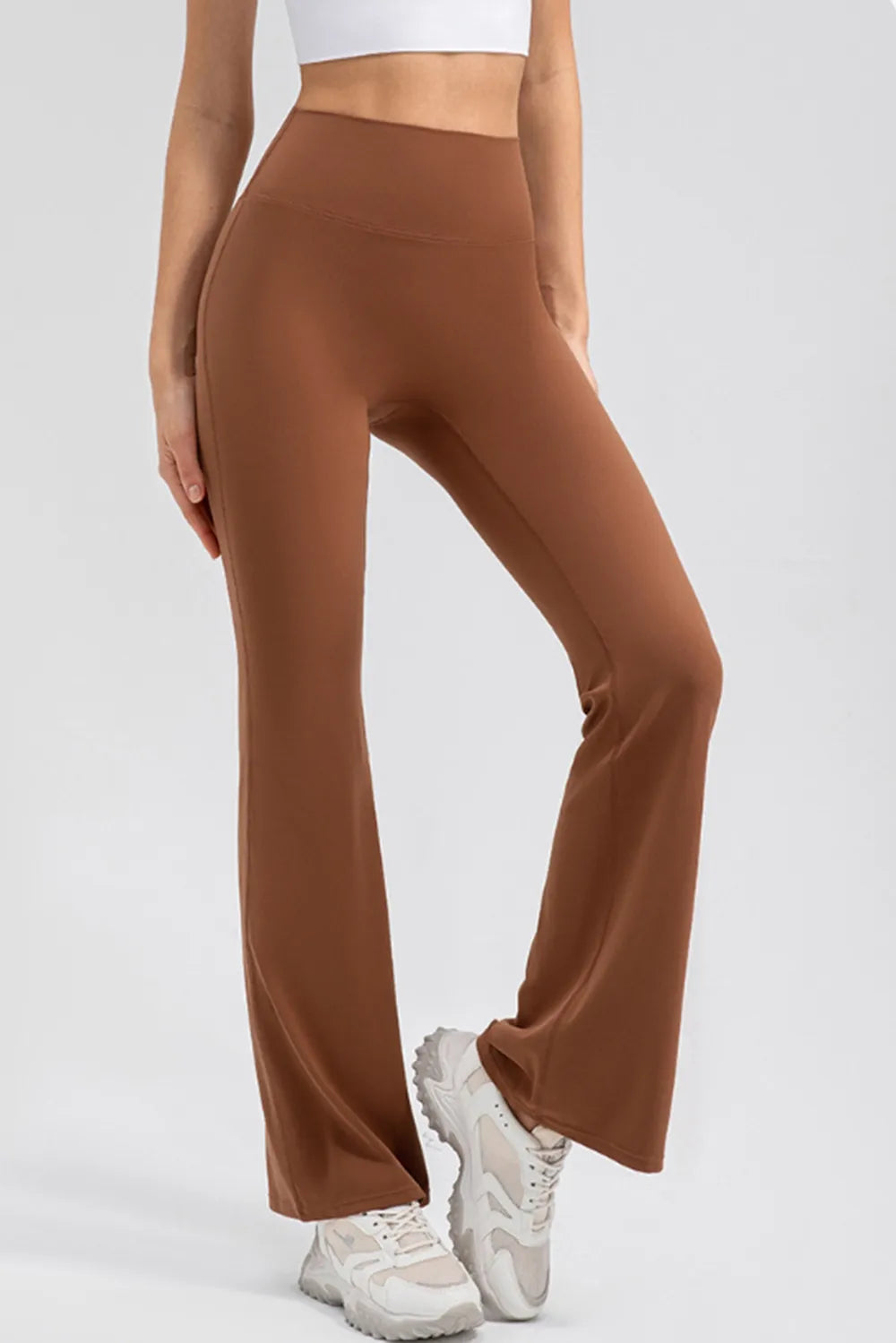 Wide waistband high-waist bootcut flare leggings