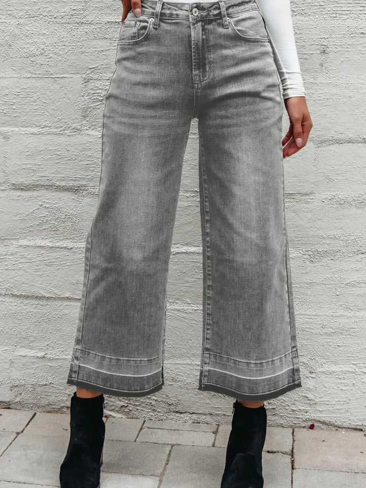 High-rise wide-leg jeans with released hem