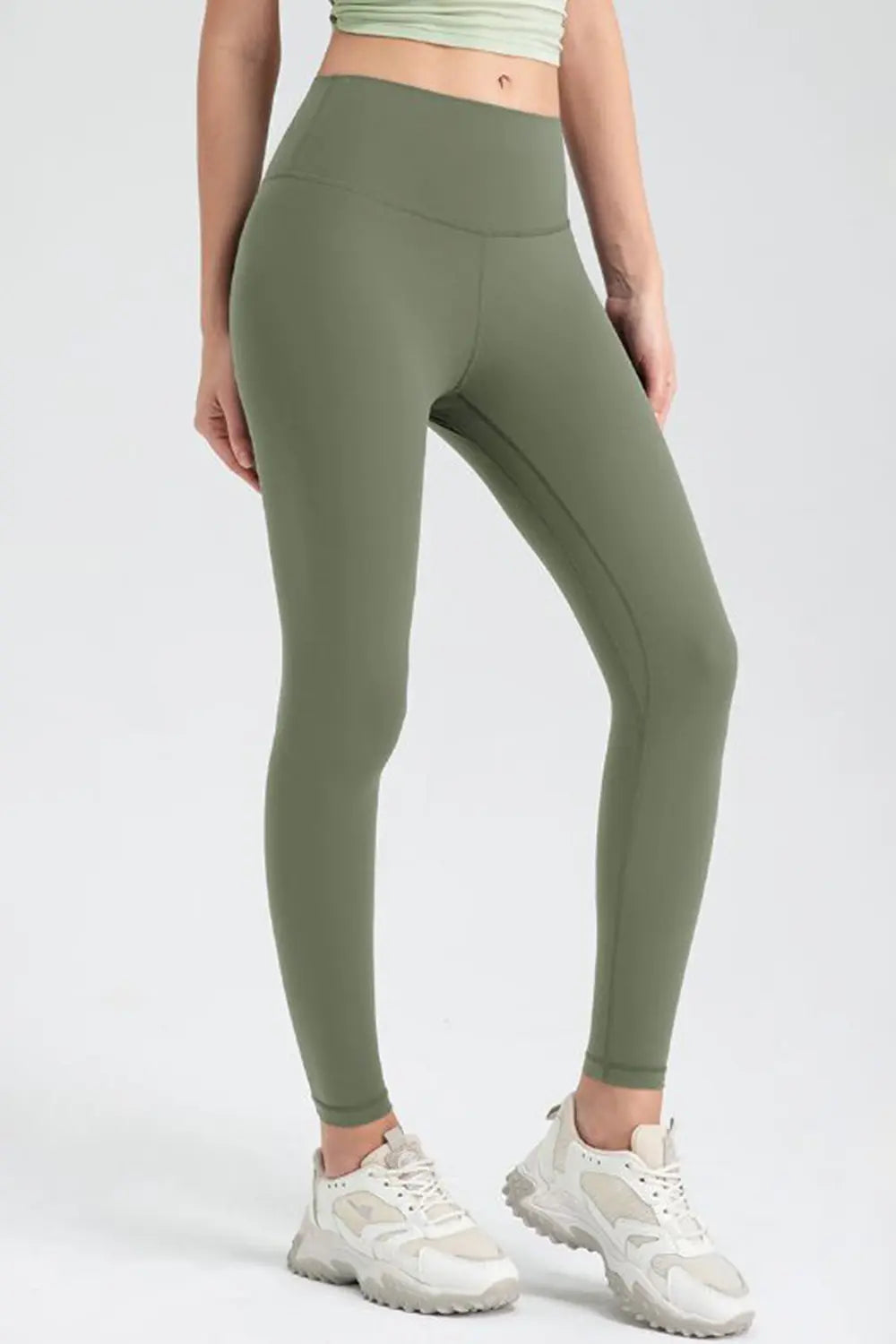 Matcha Green Wide waistband high-rise workout leggings