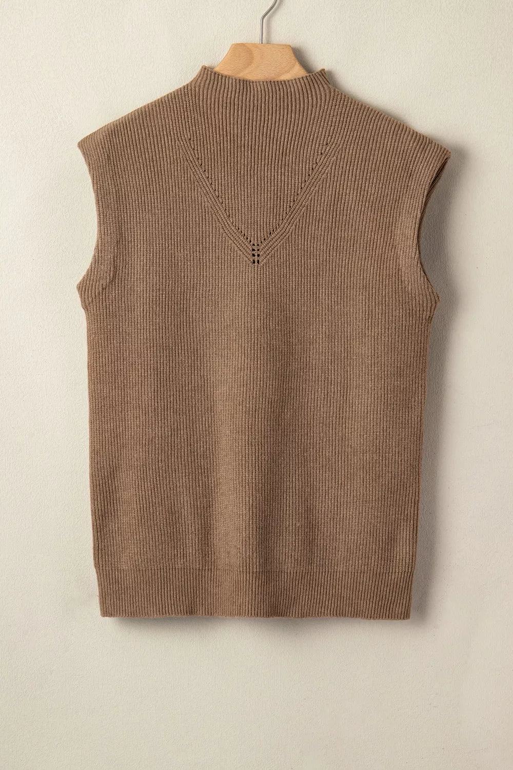 Relaxed ribbed knit mock neck sweater vest