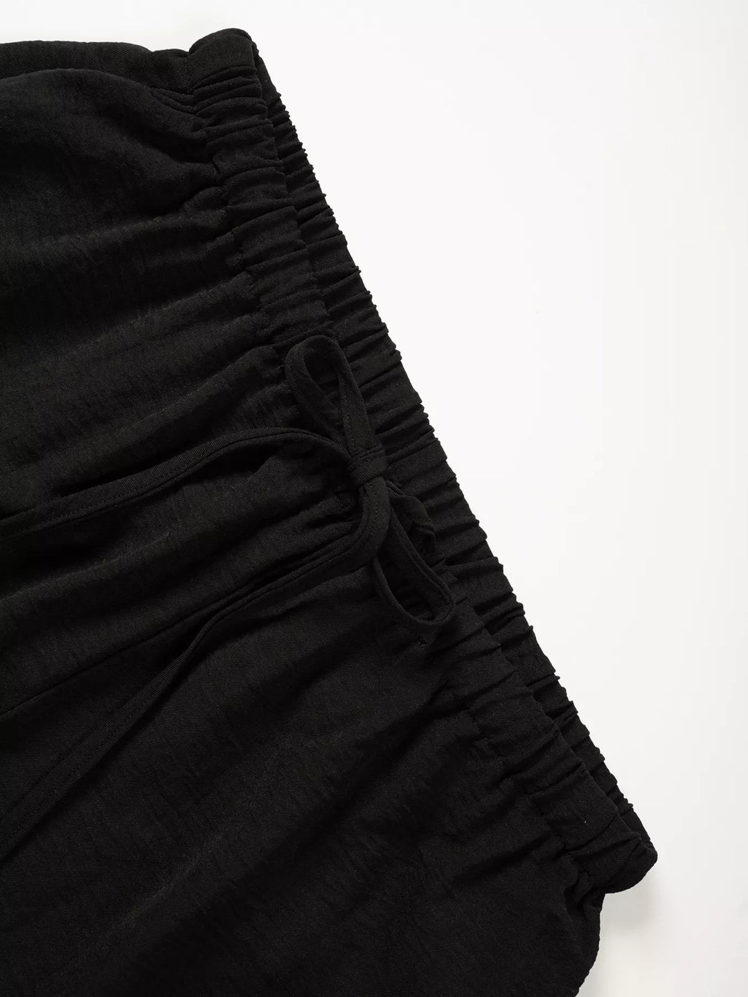 Linen-look drawstring wide-leg pants with side pockets