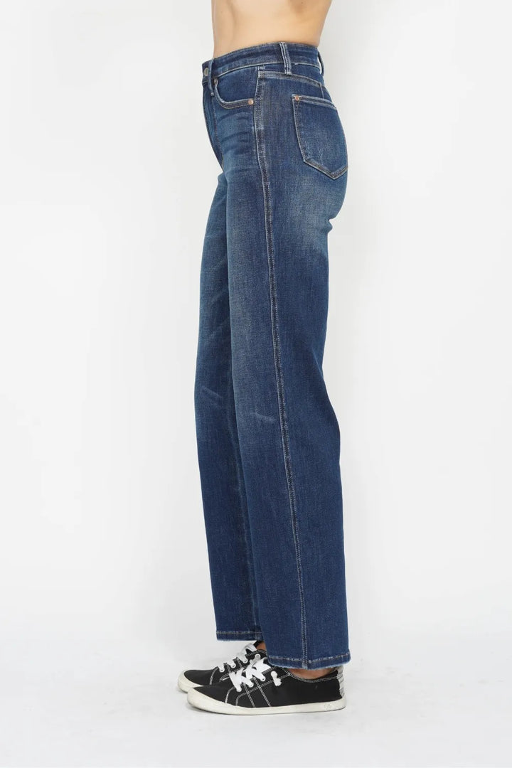 High-rise tummy control straight-leg jeans