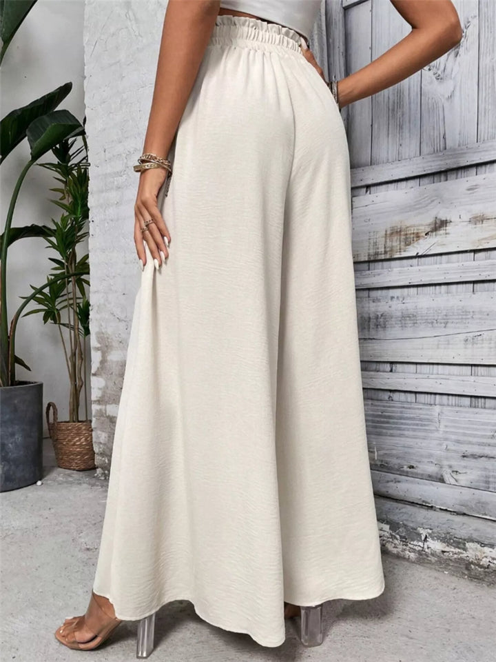 High-rise paper bag wide leg drawstring pants