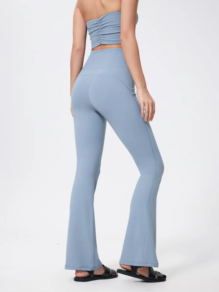 High-waist flare yoga leggings with wide waistband