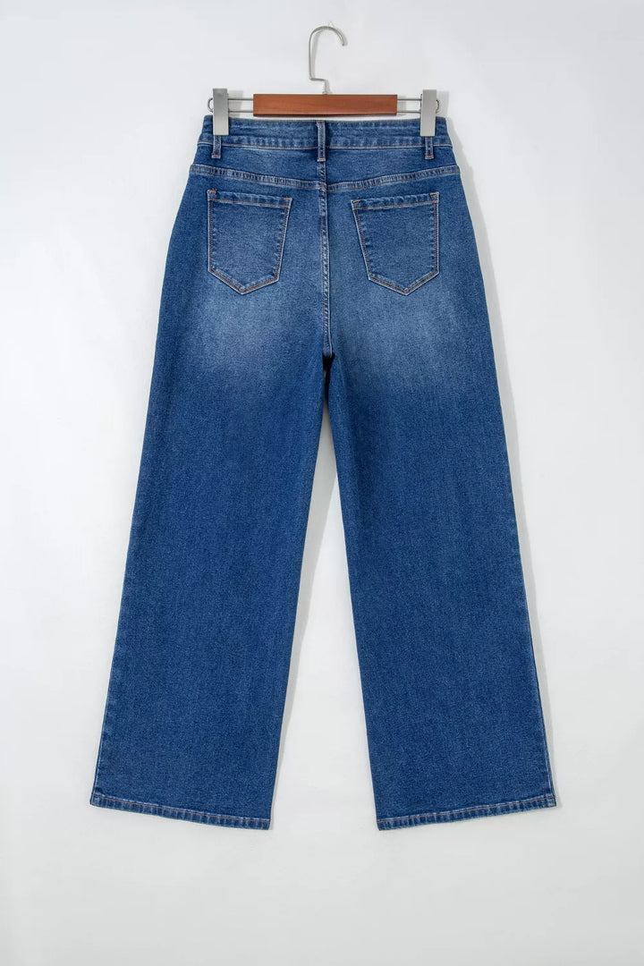 High-rise wide-leg jeans with center seam detail