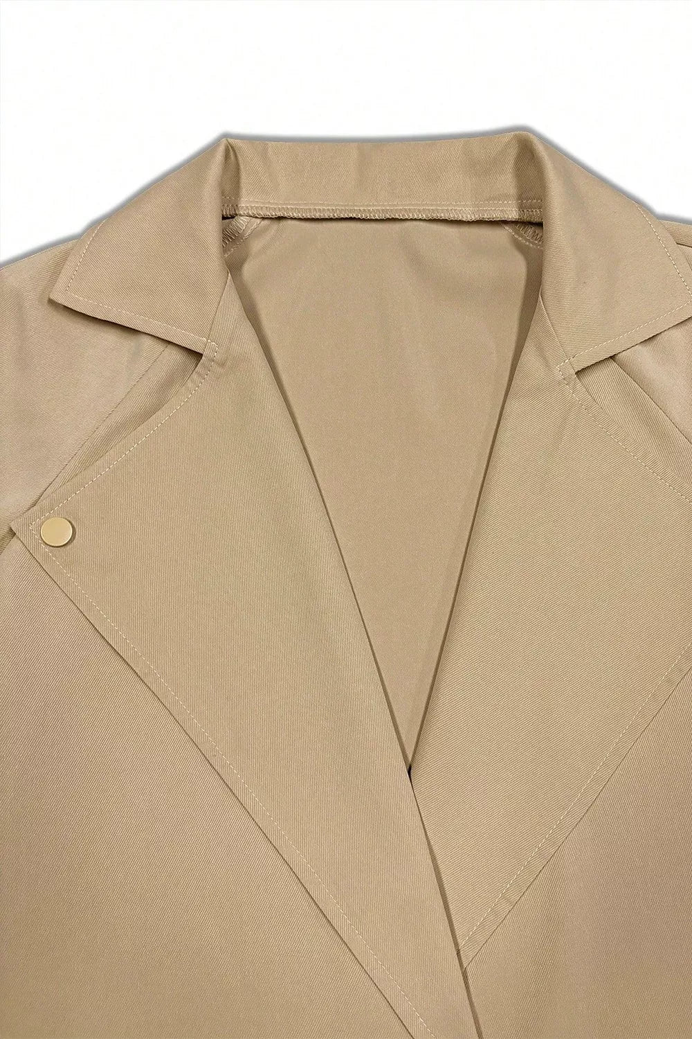 Wide lapel belted trench coat with epaulette tabs