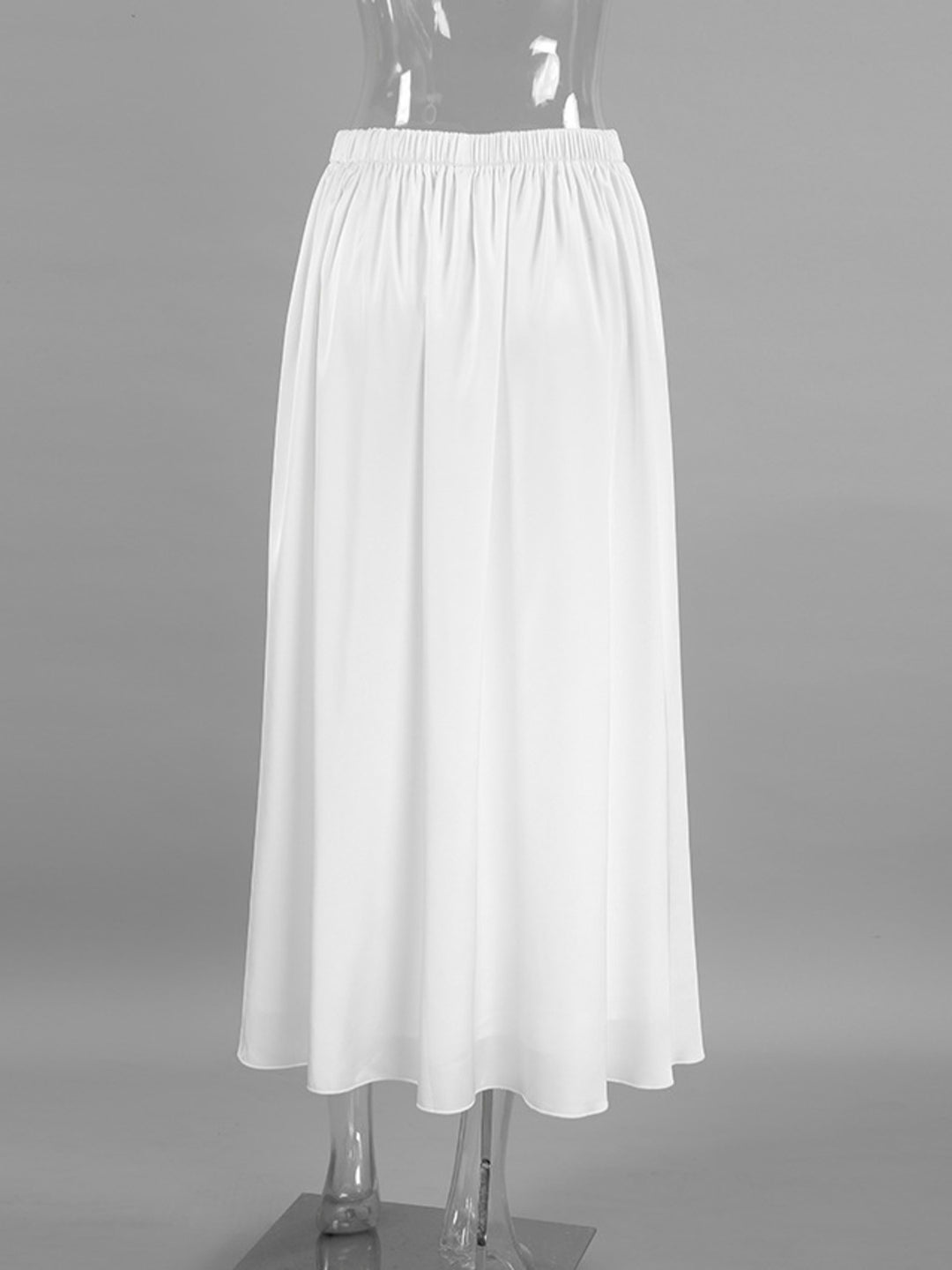 Elastic waist gathered maxi skirt with side pockets