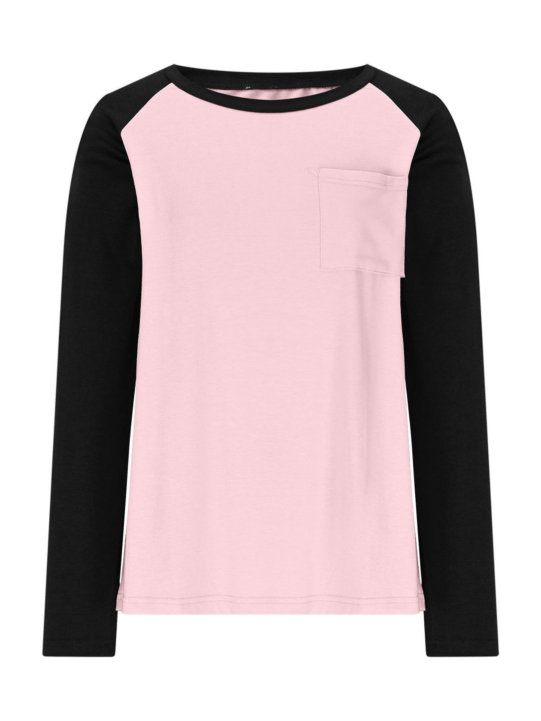 Colorblock raglan long sleeve tee with chest pocket