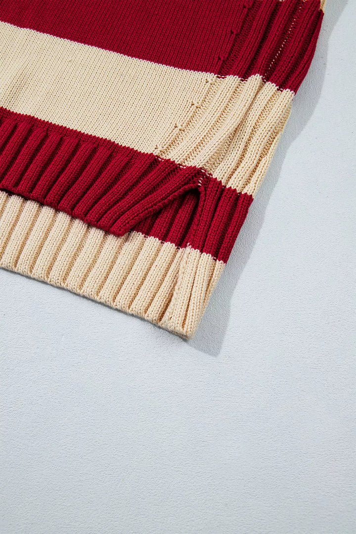 Striped turtleneck sweater with wide ribbed cuffs