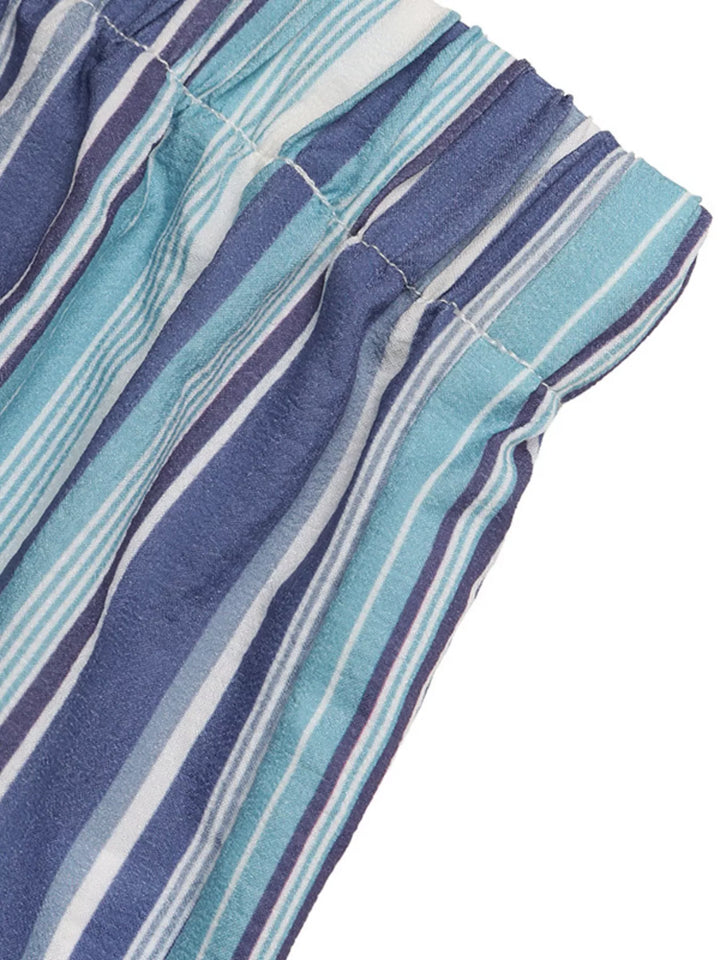 Striped wide-leg pants with drawstring waist