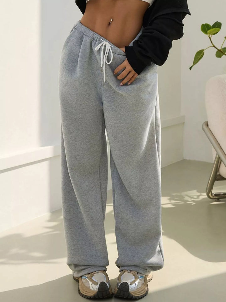 High-waist wide-leg drawstring sweatpants