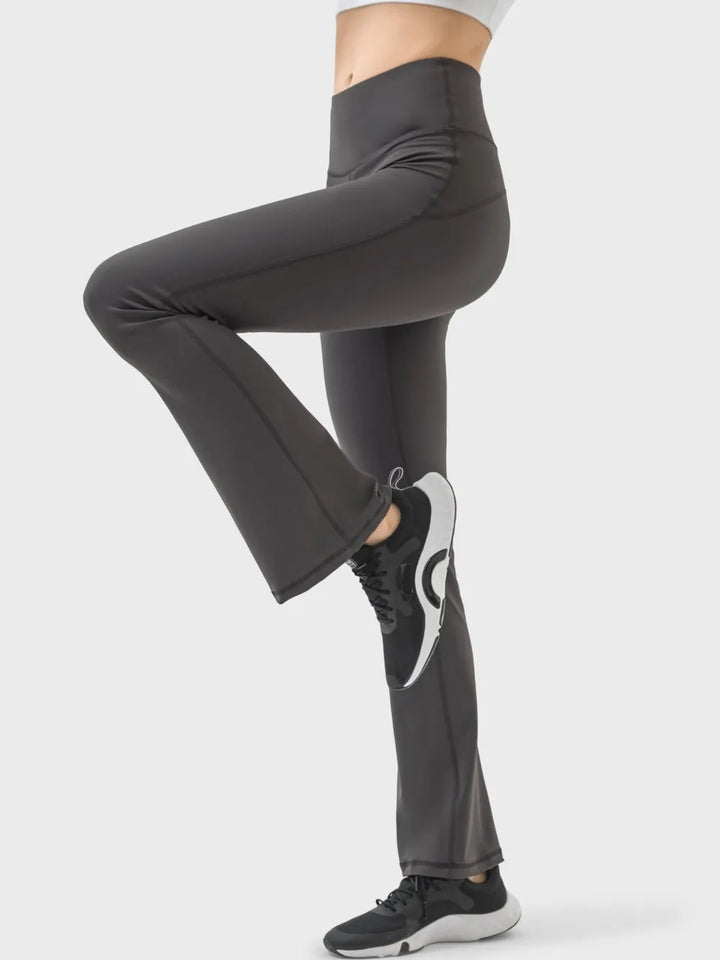High-waist flare yoga leggings with wide waistband