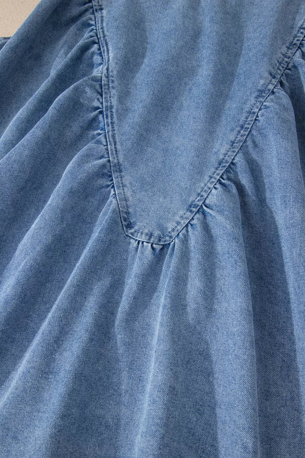 Pleated patchwork sleeveless denim swing top