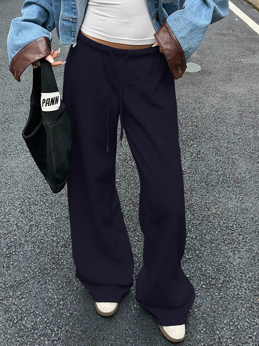 Navy Relaxed wide-leg drawstring sweatpants