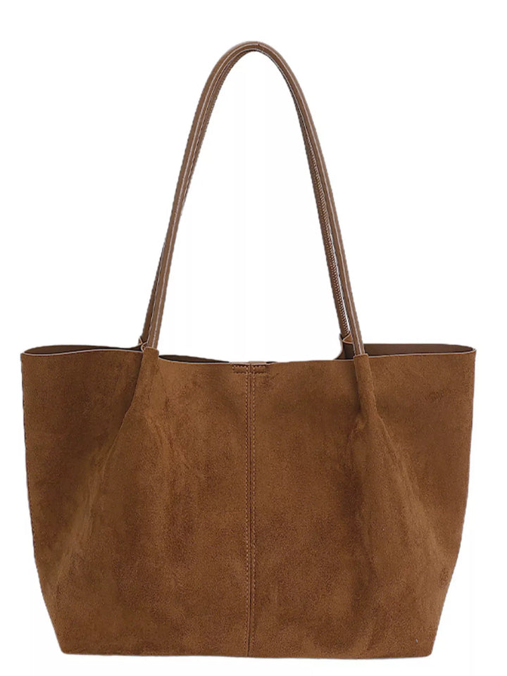 Oversized suede tote bag with slim shoulder straps