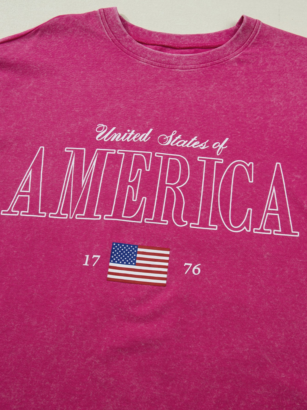 Mineral wash USA 1776 graphic oversized cotton tee