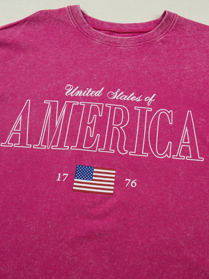 Mineral wash USA 1776 graphic oversized cotton tee