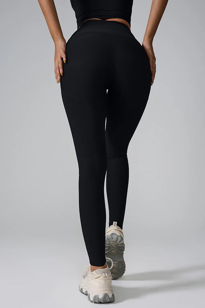 Ribbed high-waist crossover seamless leggings