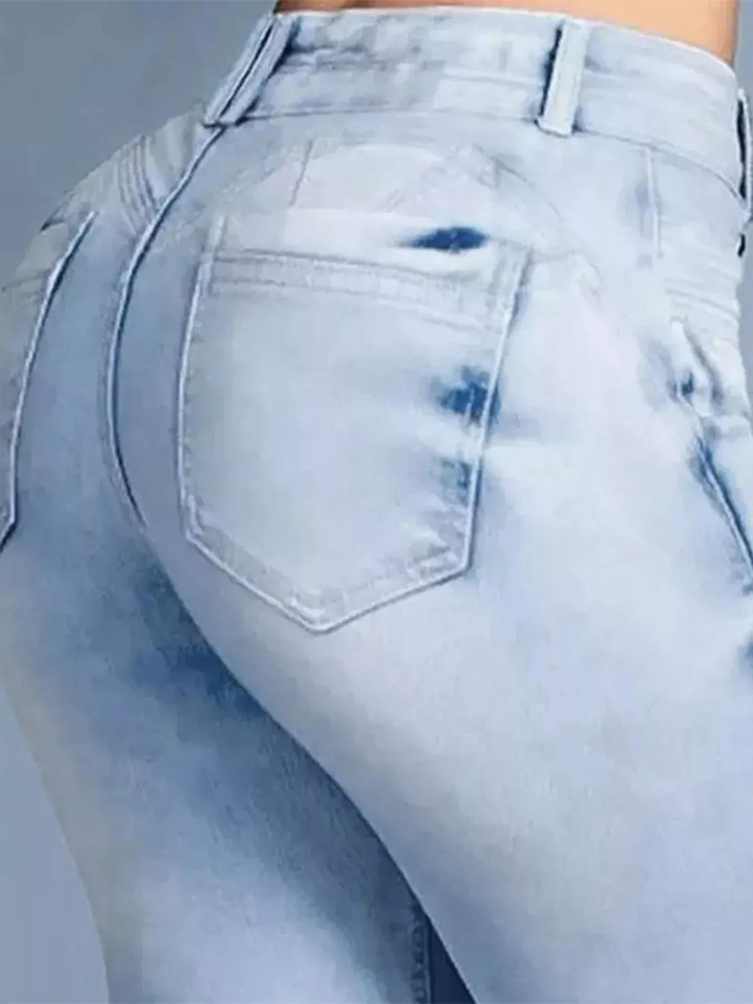 High-rise stretch flare jeans with double-button waist