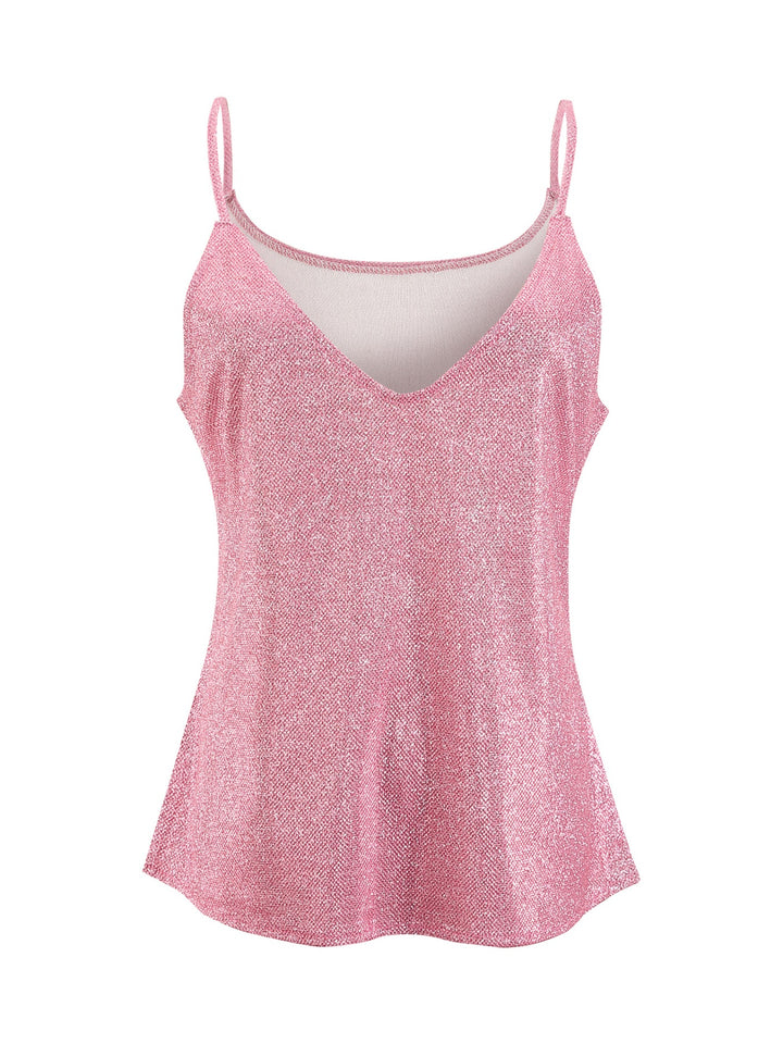 Sequin V-neck cami tank with adjustable straps