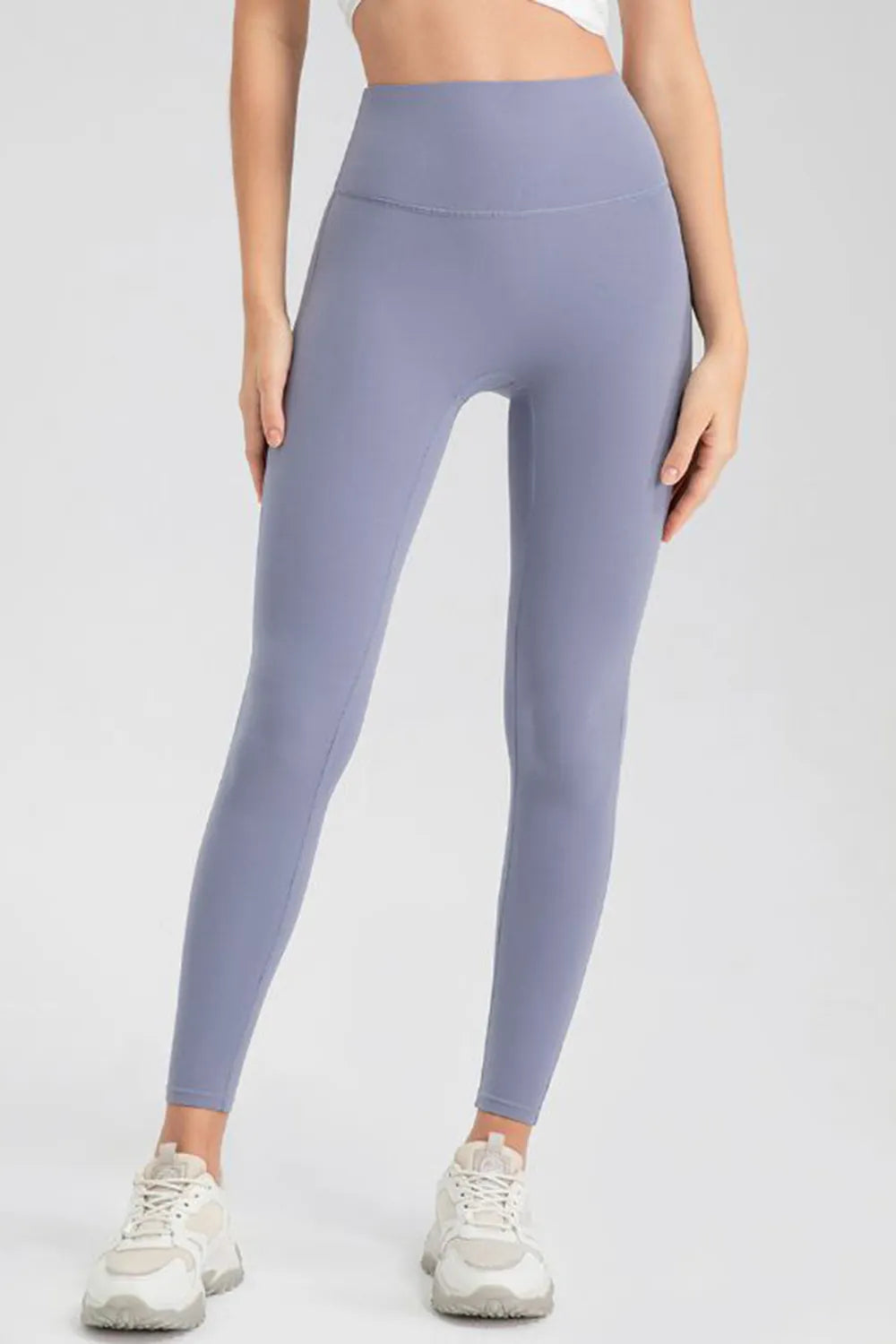 High-waisted skinny active leggings with wide waistband