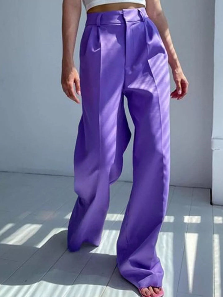 Pleated wide-leg dress pants with high-rise waist