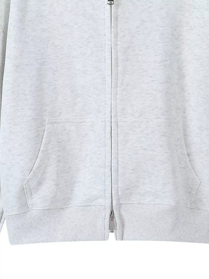 Zip-up hoodie with front pockets and ribbed cuffs