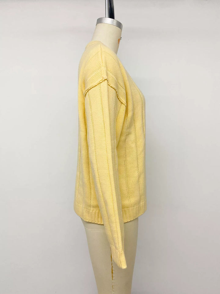 Ribbed knit button-front cardigan with dropped shoulders