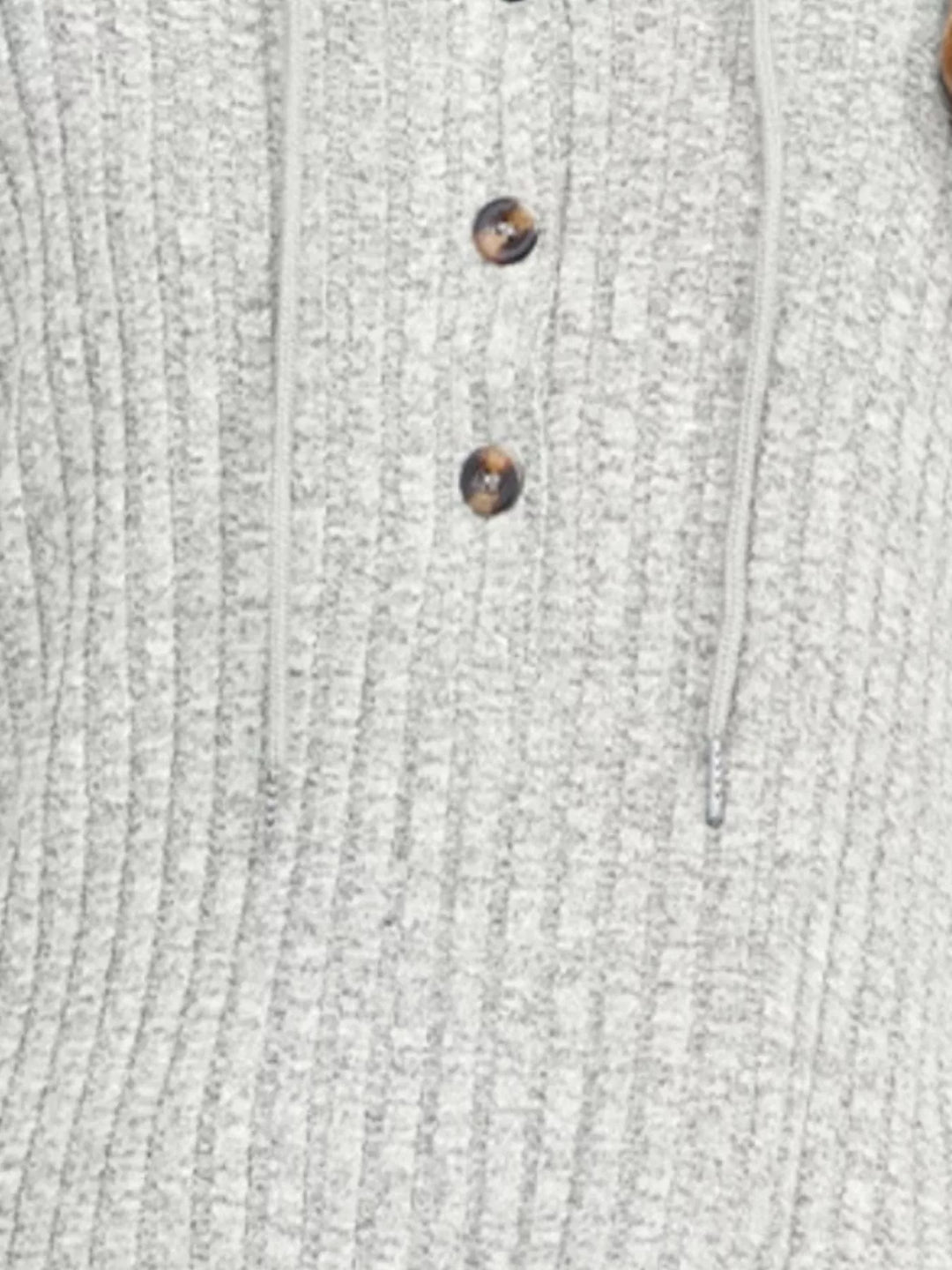 Ribbed knit henley hoodie with drawstring hood