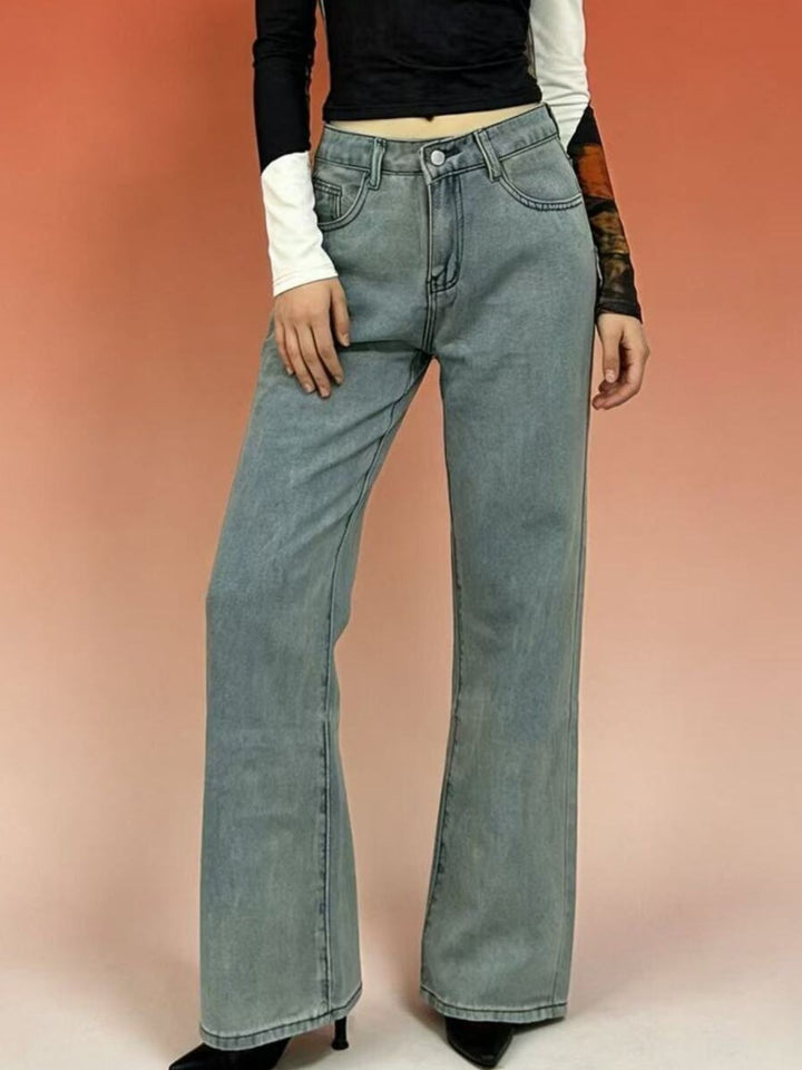 Light Blue High-rise wide-leg jeans with butterfly back detail