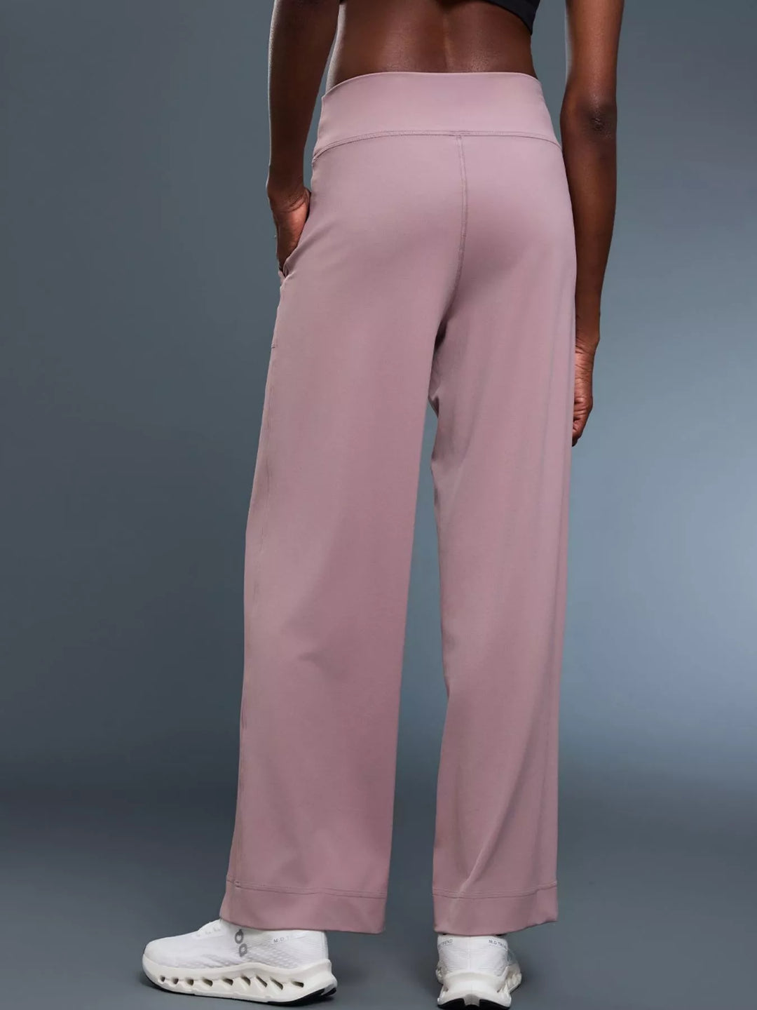 Wide-leg drawstring pants with curved front pockets