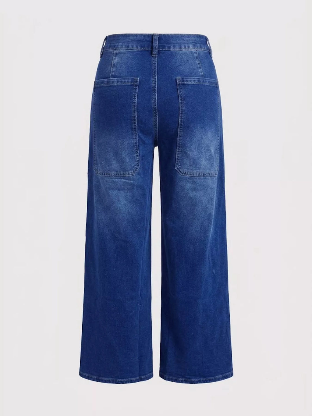 High-rise wide leg jeans with patch pockets - Peacock Blue