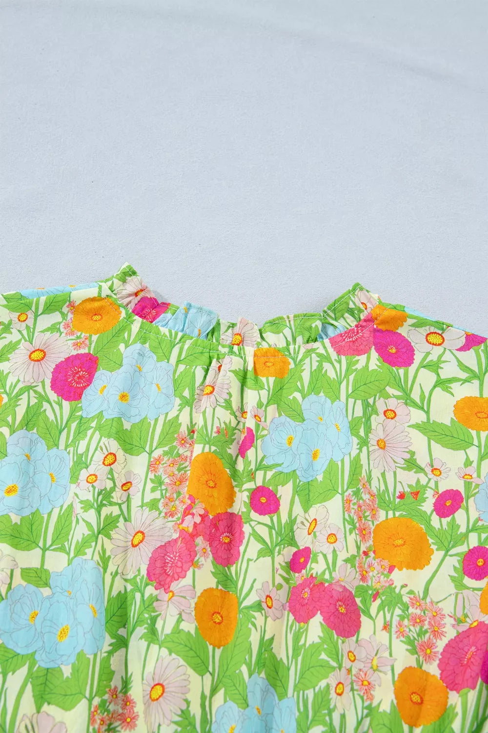 Tiered floral cotton maxi dress with puff sleeves