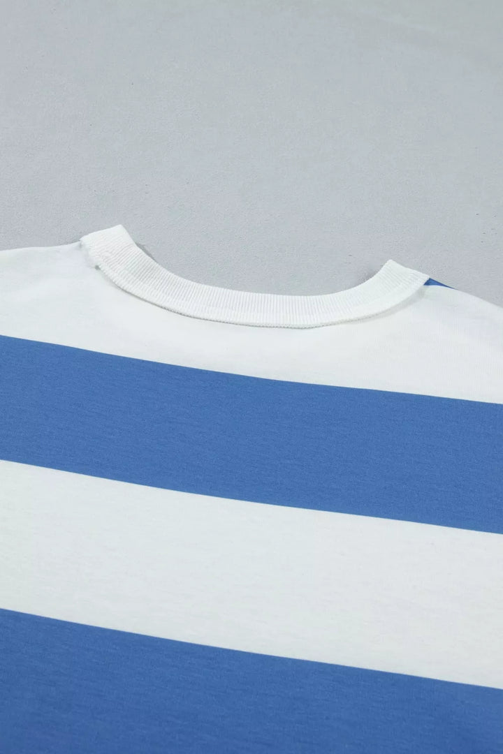 Oversized striped crew neck t-shirt mini dress