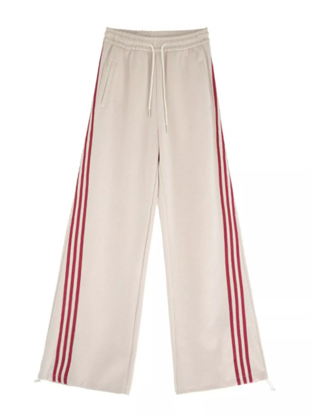 Side-stripe wide-leg track pants with drawstring waist