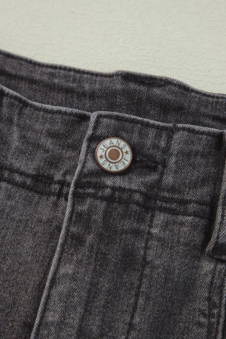 Vintage wash high-rise wide-leg jeans with patch pockets