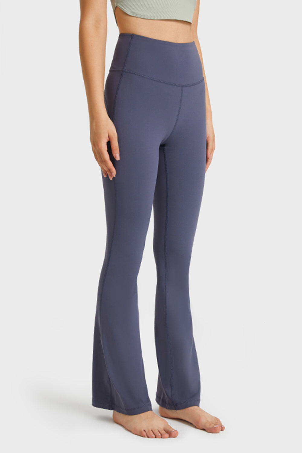 High-rise flare yoga pants with wide elastic waistband