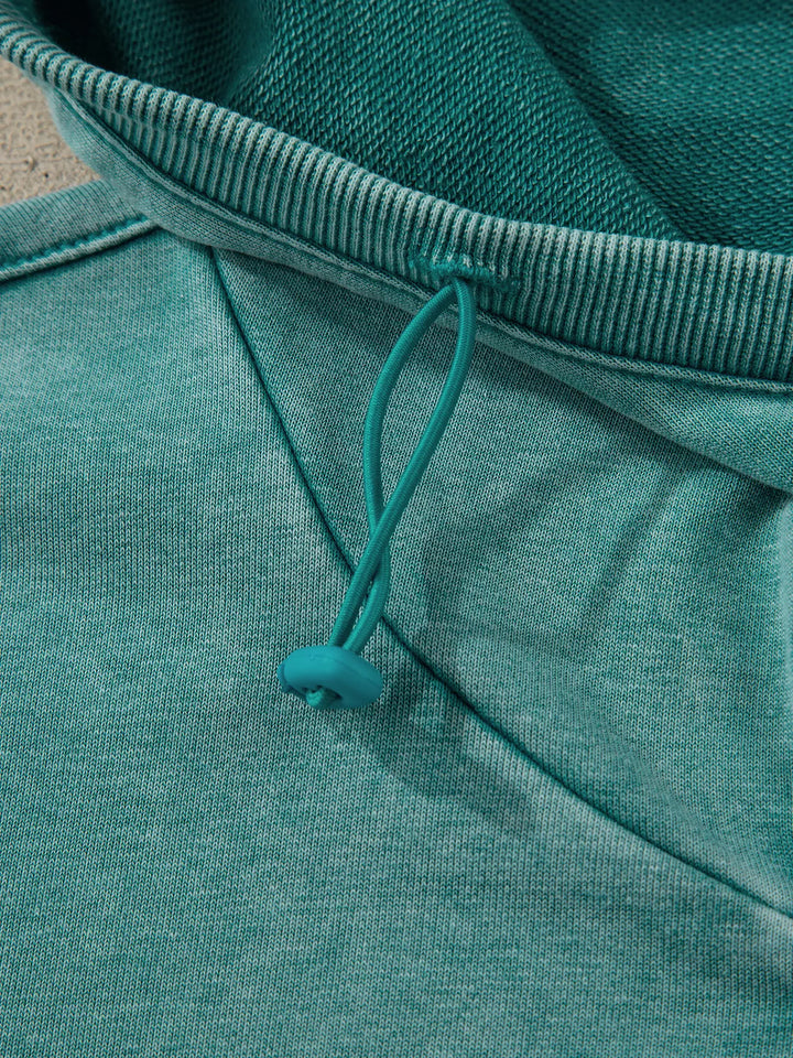 Mineral wash half-zip pullover with kangaroo pocket