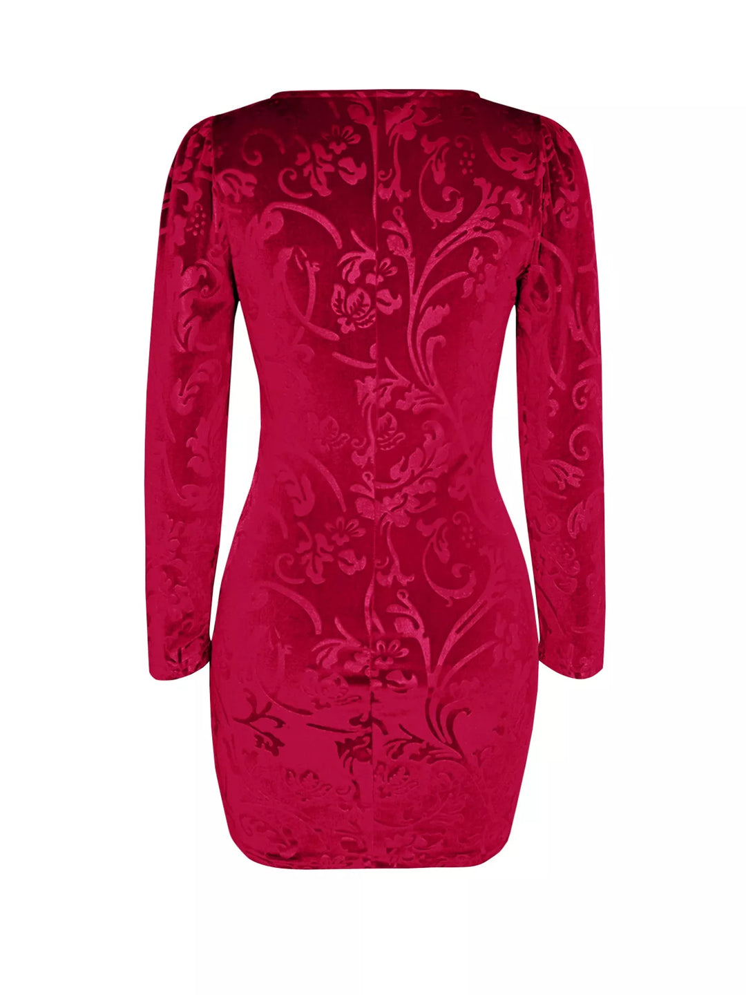Burnout velvet floral long sleeve bodycon mini dress