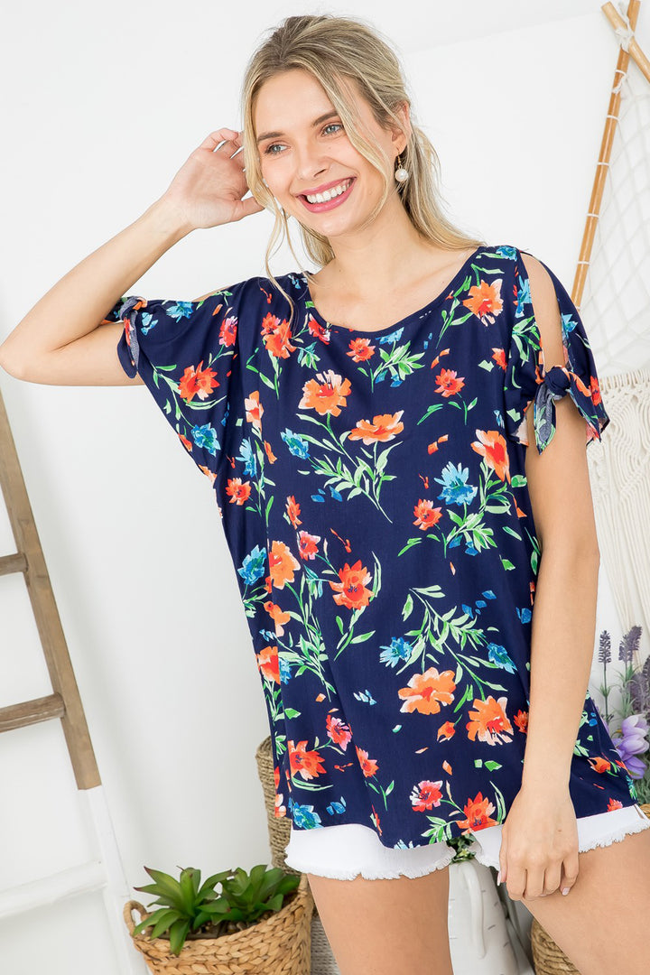 PLUS FLORAL BOXY TOP