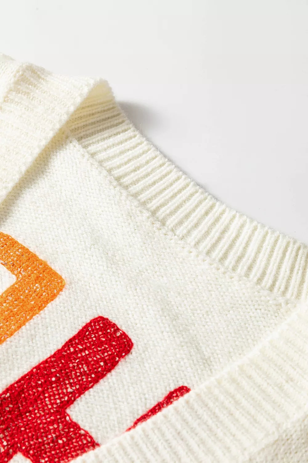 Ho Ho Ho chenille letter button-up knit cardigan