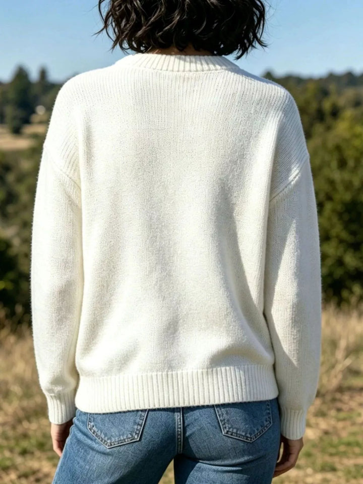 Lobster graphic crew neck knit pullover sweater