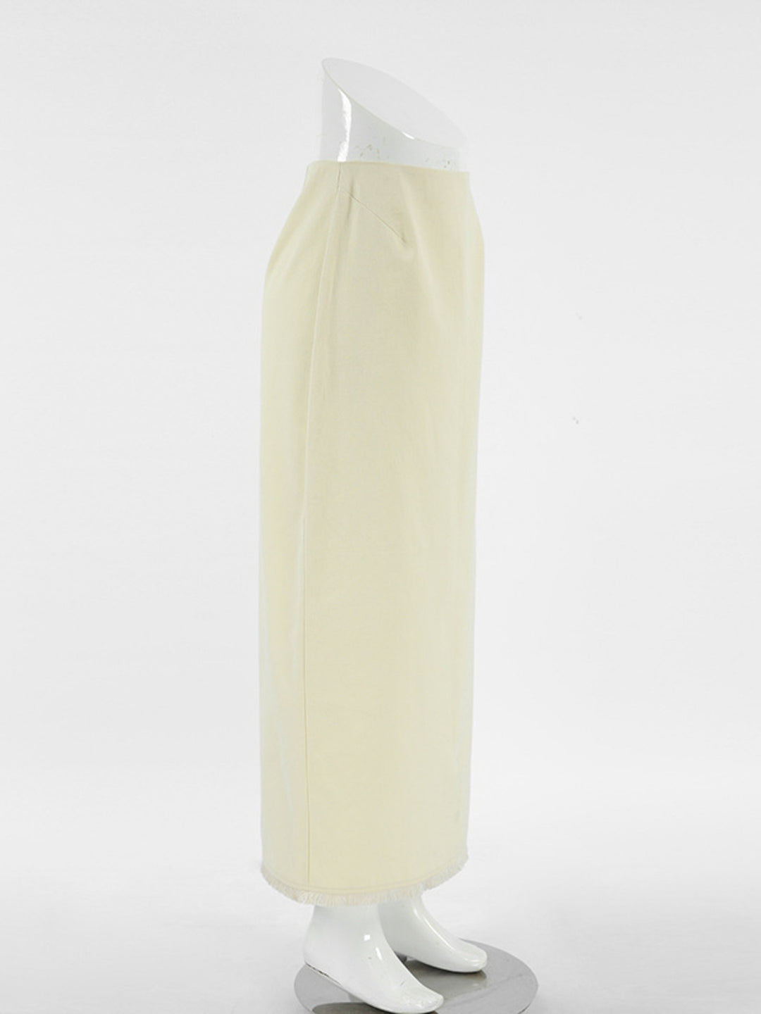 Straight-cut cotton midi skirt with back slit