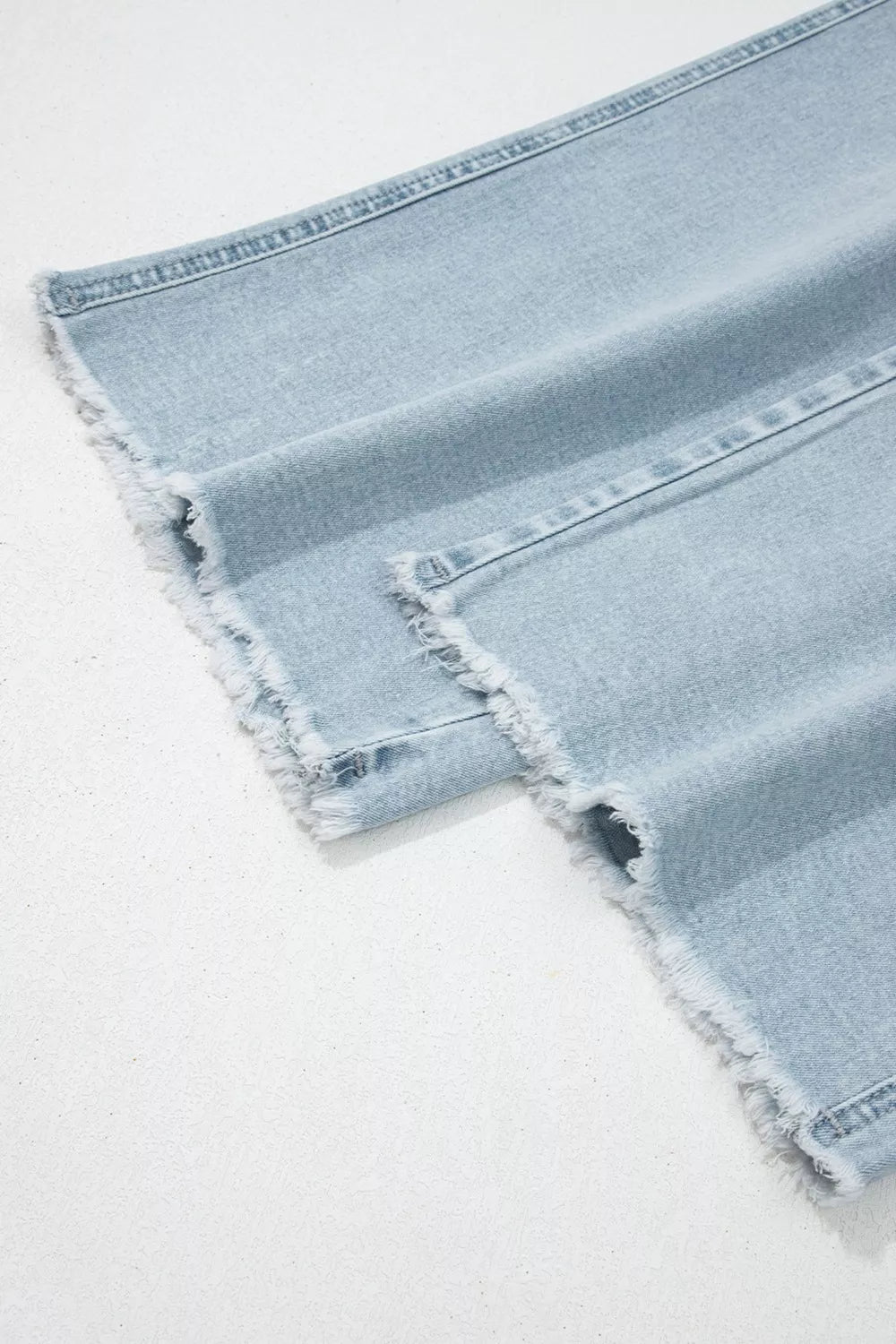 Utility pocket straight leg jeans with raw hem