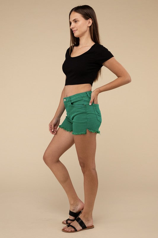 Riviera Acid Washed Frayed Cutoff Denim Shorts