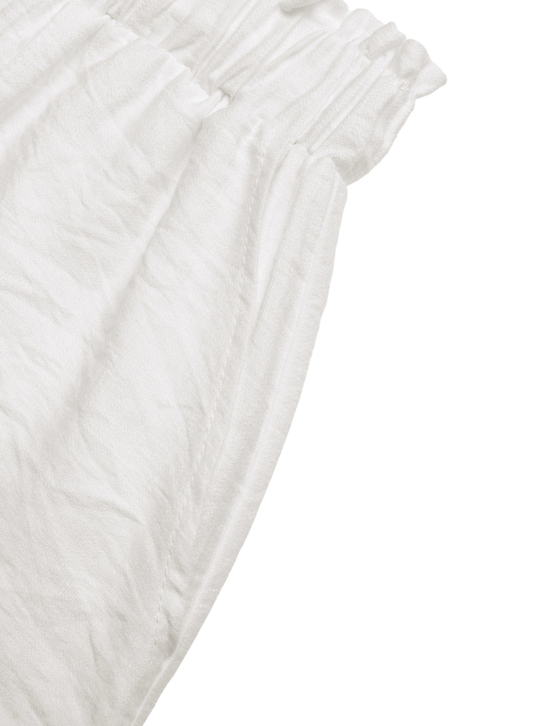 Lace trim paper-bag waist drawstring shorts