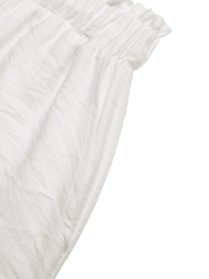 Lace trim paper-bag waist drawstring shorts