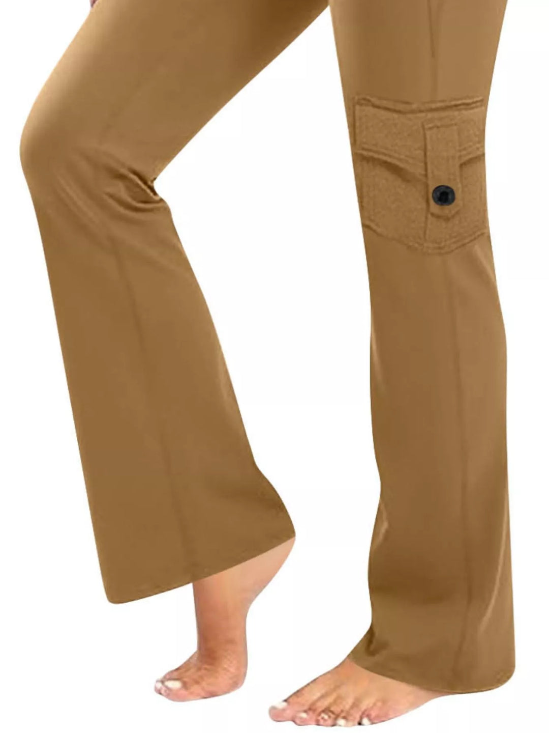 High-rise flare yoga pants with cargo pockets