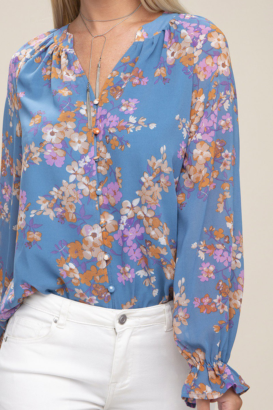 Floral chiffon blouse - Azoroh